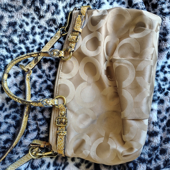 Coach Tan and Gold Snakeskin Bag - Picture 4 of 12